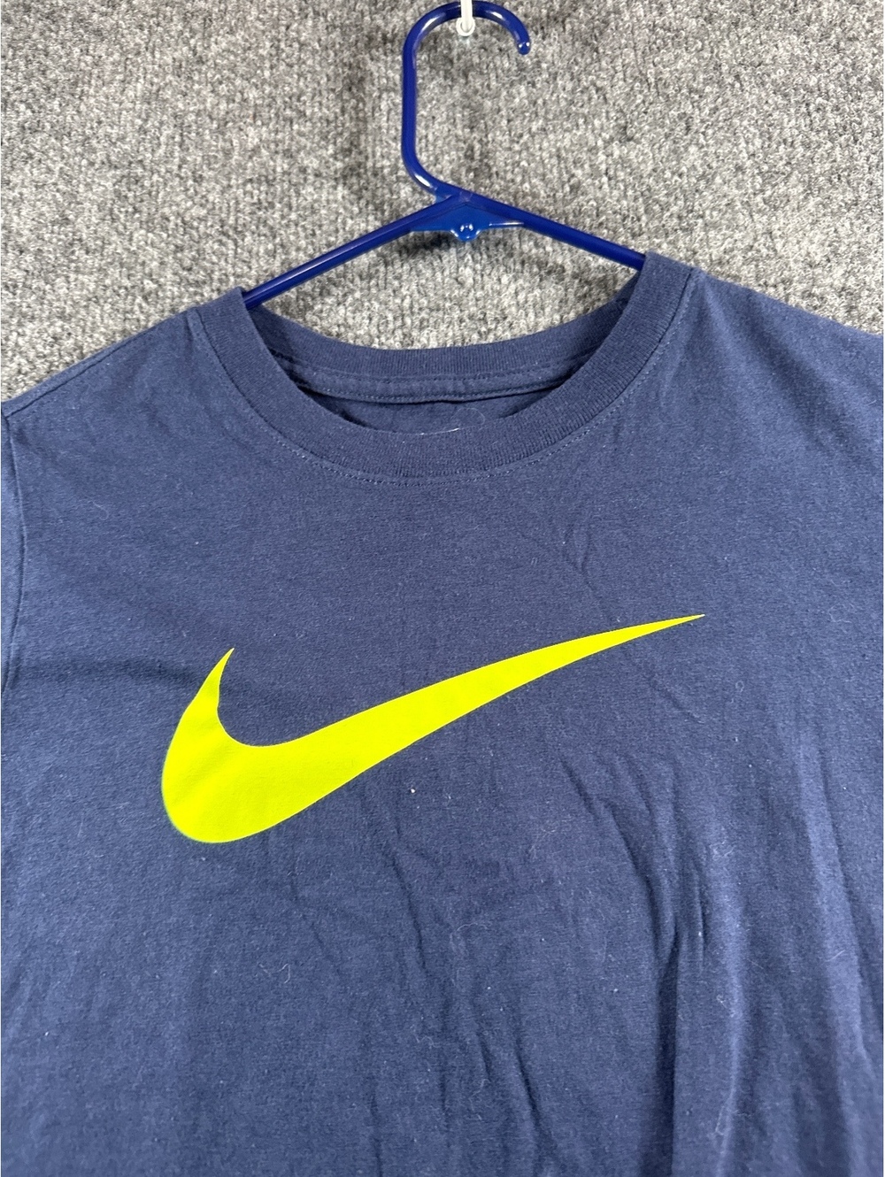 Nike The Nike Tee Mens Large Navy Blue Neon Swoosh Graphic T Shirt